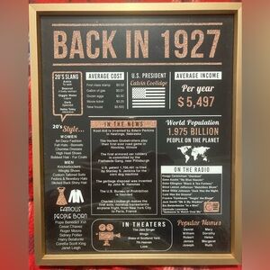 Big birthday card - back in 1927, framed